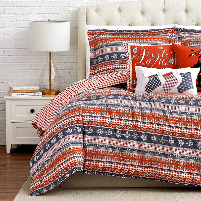 SouthShore Fine Linens Cozy Cottage Red Pink Blue Microfiber Reversible Comforter Set Reviews Wayfair